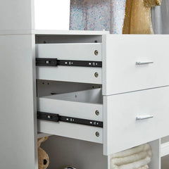 Sleek 71" White Wardrobe Organizer with Drawers