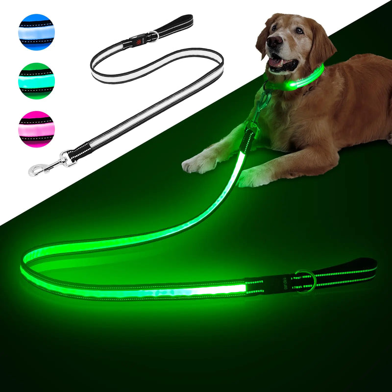 GlowFlex LED Dog Leash - 7 Color Modes, Reflective, Rechargeable