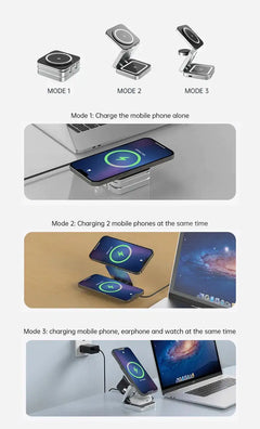 3 In 1 Foldable Magnetic Wireless Charger Stand For iPhone