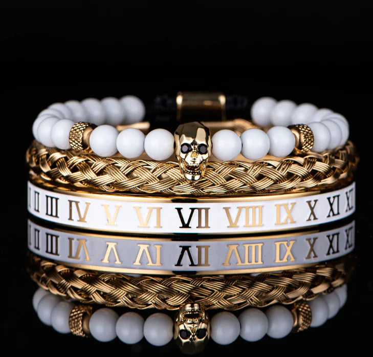 Roman Numerals Crown Stainless Steel Bracelet