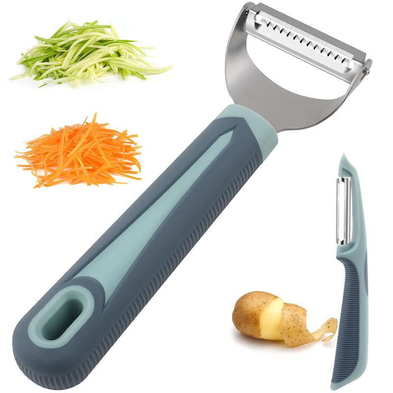 Silicone Grip Julienne & Potato Peeler Set - Blue