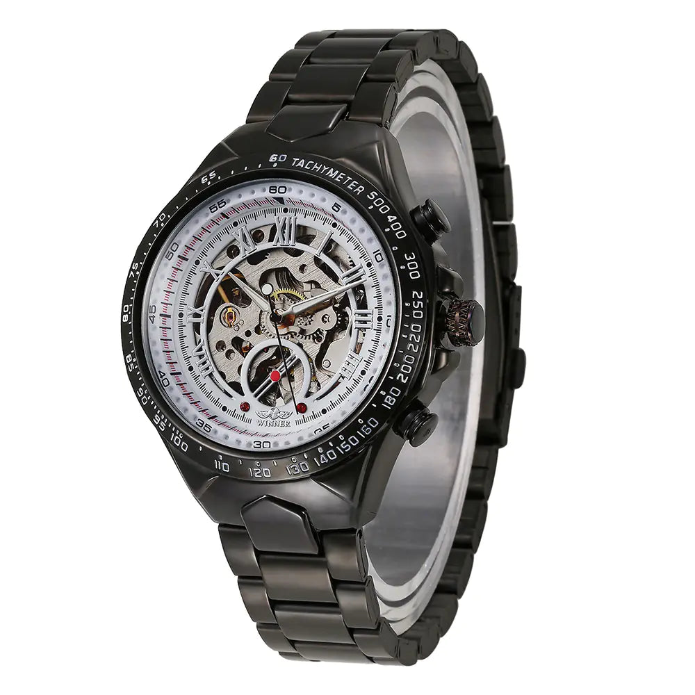 Men's Fashion Stainless Steel Hollow Automatic Watch