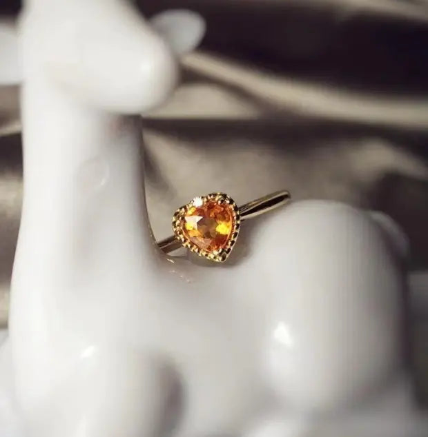 Women's Heart-Shaped Golden Sun Ring