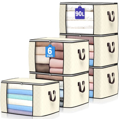 90L Spacious Fabric Storage Bags (6 Pack)