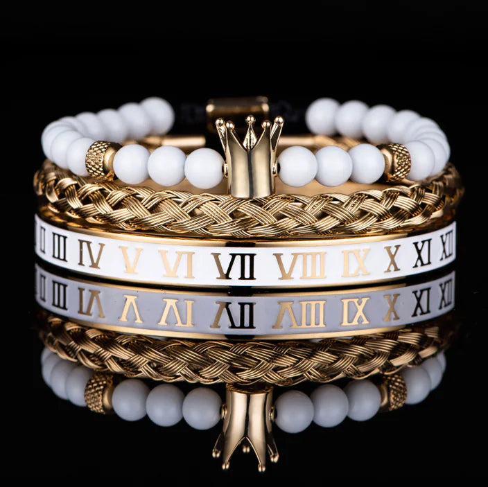 Roman Numerals Crown Stainless Steel Bracelet