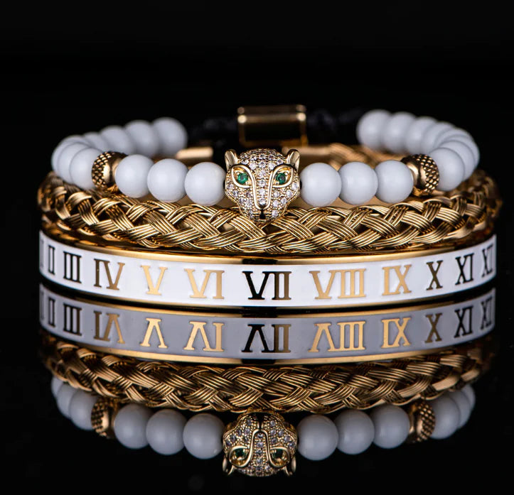 Roman Numerals Crown Stainless Steel Bracelet