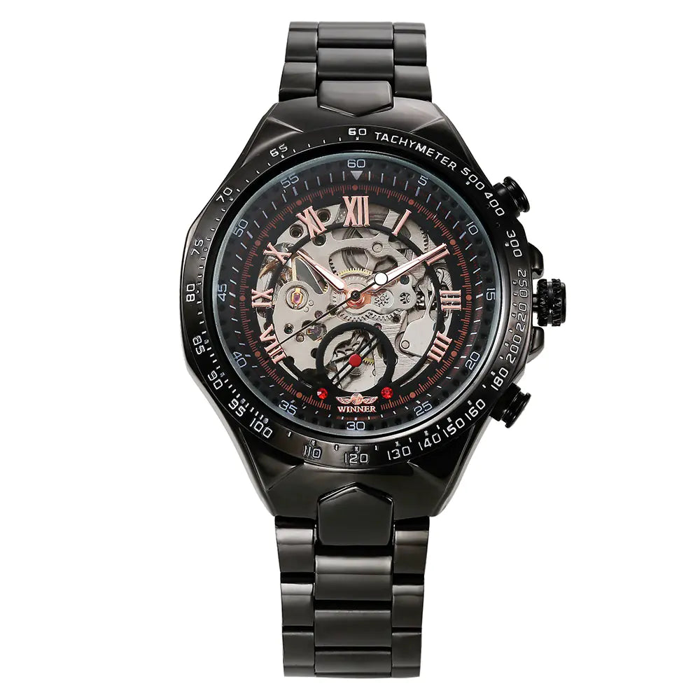 Men's Fashion Stainless Steel Hollow Automatic Watch