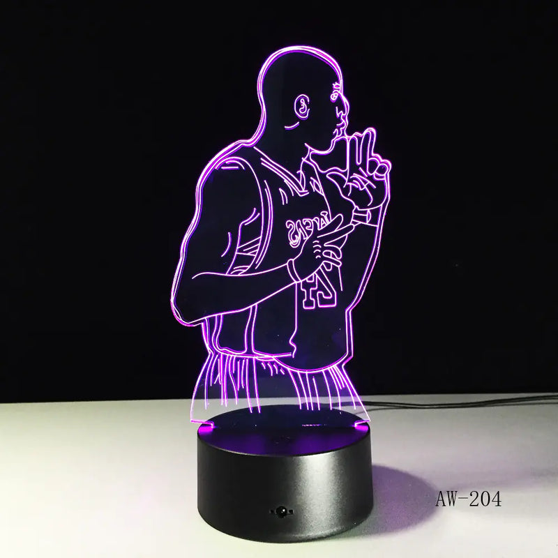Basketball Star 3D LED Touch Table Lamp with Remote