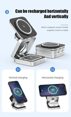 3 In 1 Foldable Magnetic Wireless Charger Stand For iPhone
