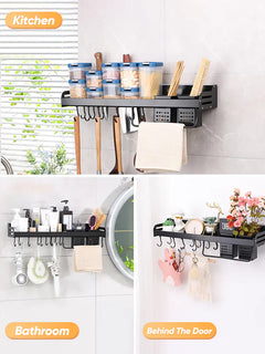 Wall-Mounted Multi-Functional Kitchen Storage Rack