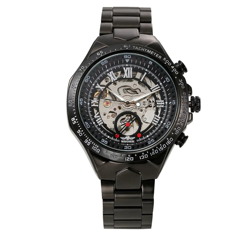 Men's Fashion Stainless Steel Hollow Automatic Watch