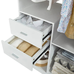 Sleek 71" White Wardrobe Organizer with Drawers