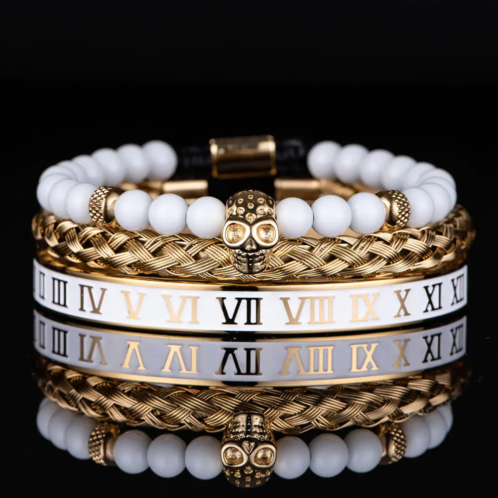 Roman Numerals Crown Stainless Steel Bracelet