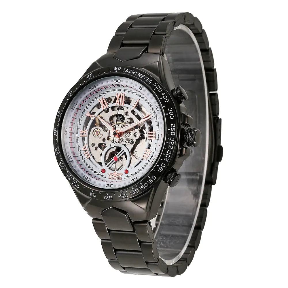 Men's Fashion Stainless Steel Hollow Automatic Watch