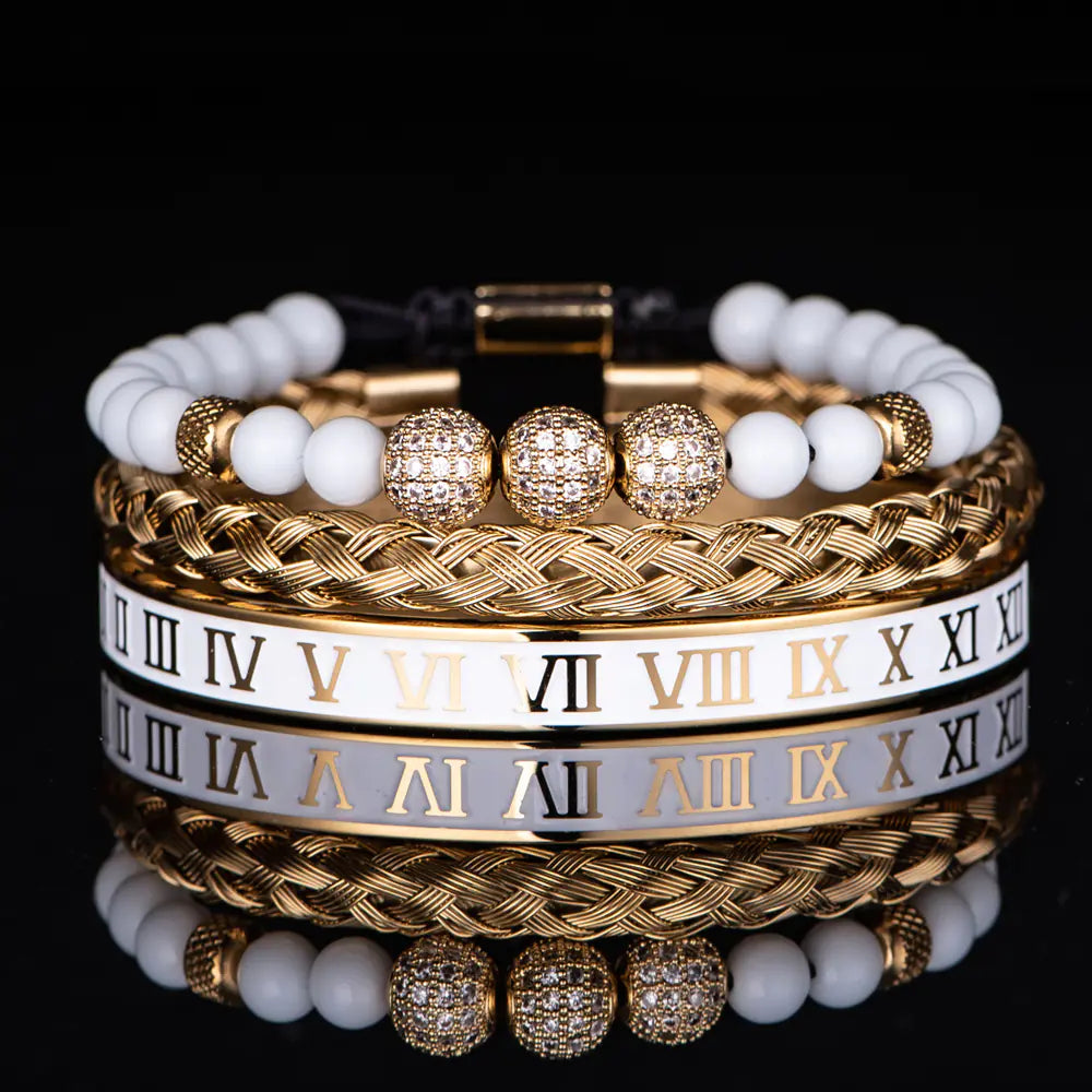 Roman Numerals Crown Stainless Steel Bracelet