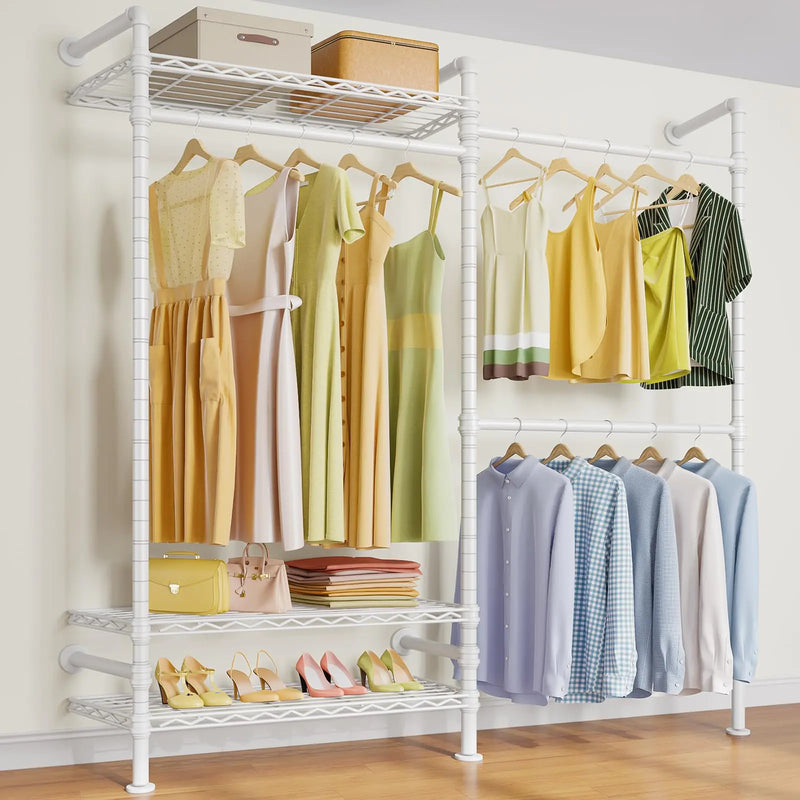 Expandable Wall-Mounted Industrial Clothes Rack
