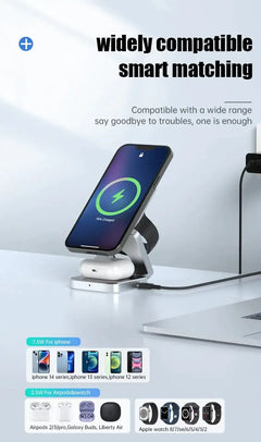 3 In 1 Foldable Magnetic Wireless Charger Stand For iPhone