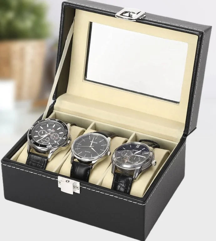 Small Watch Box with Snakeskin Jewelry Storage