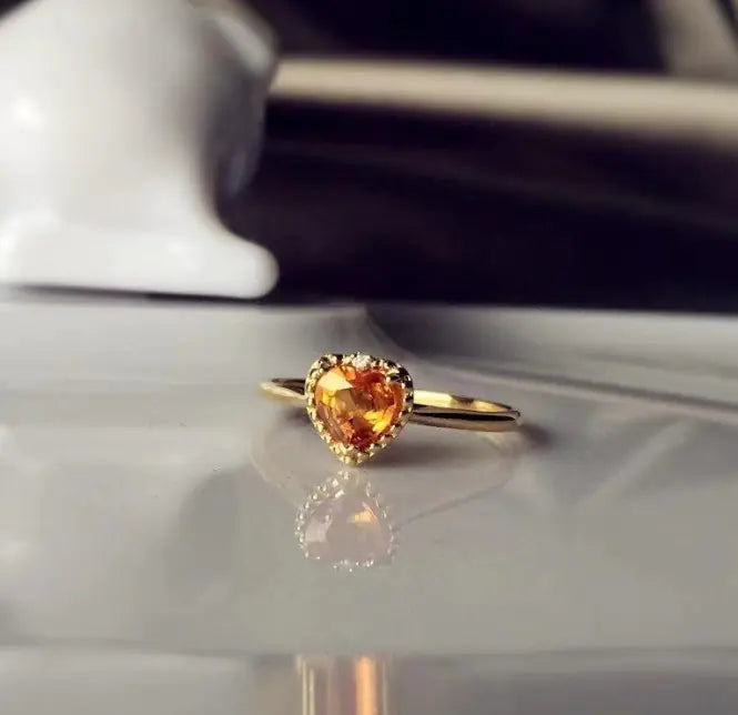 Women's Heart-Shaped Golden Sun Ring