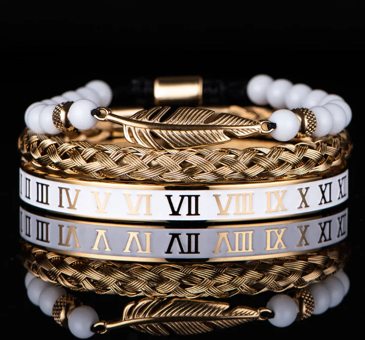 Roman Numerals Crown Stainless Steel Bracelet