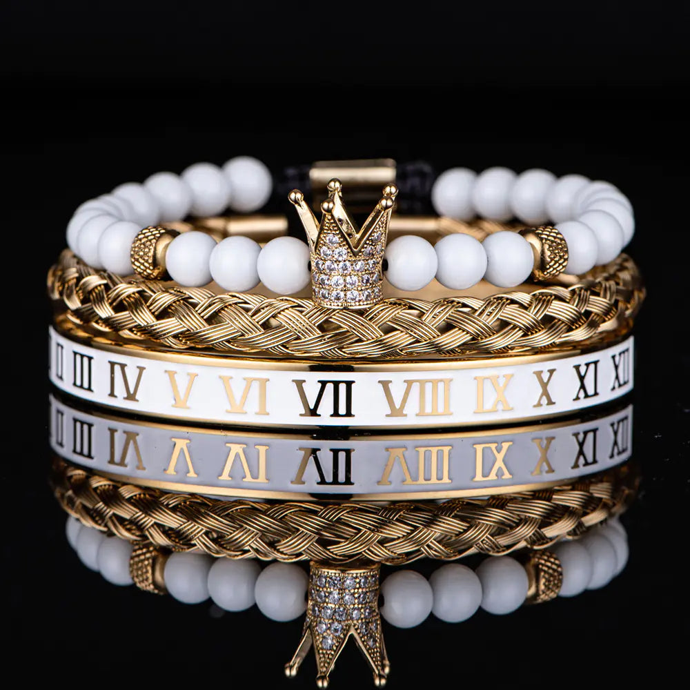 Roman Numerals Crown Stainless Steel Bracelet
