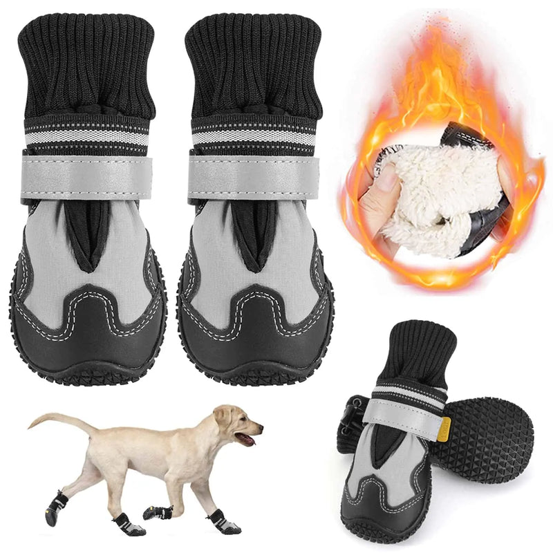 Heavy-Duty Waterproof Warm Fleece Lined Dog Booties