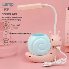 Cute Snail USB Desk Lamp with Pen Holder