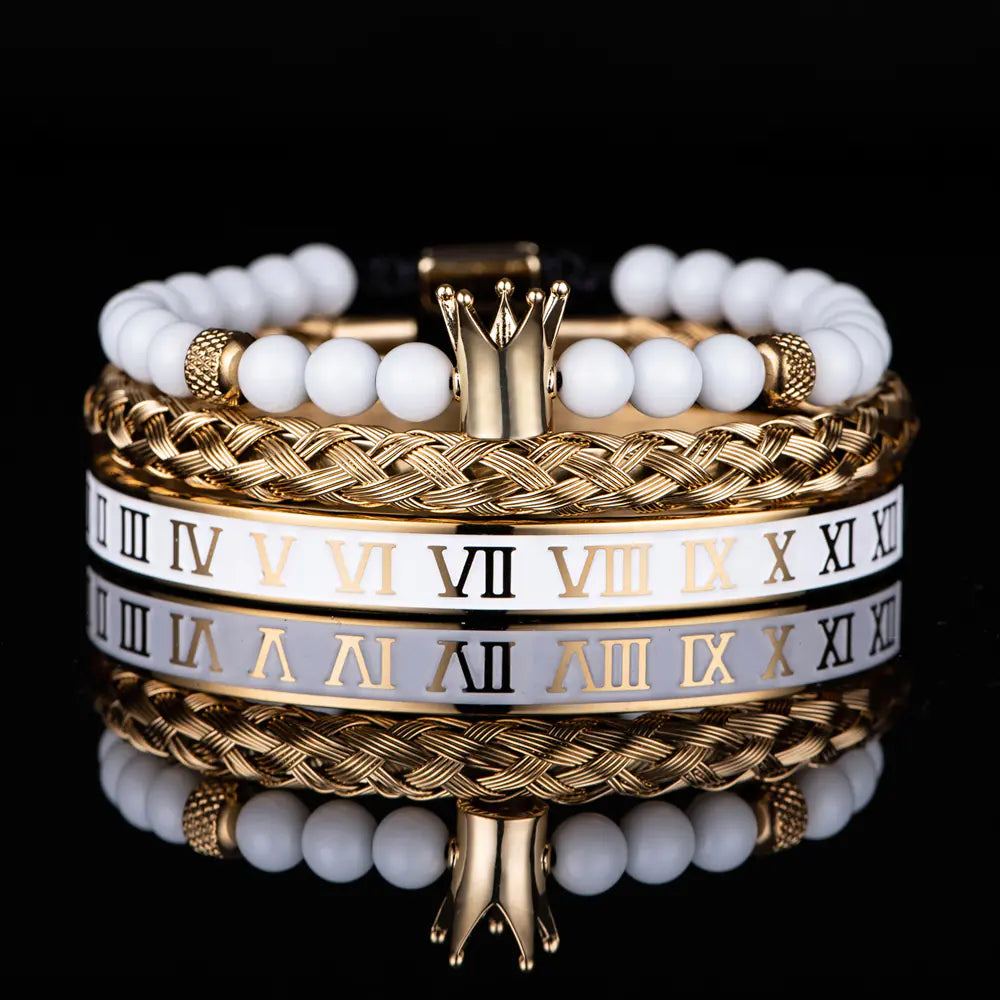 Roman Numerals Crown Stainless Steel Bracelet