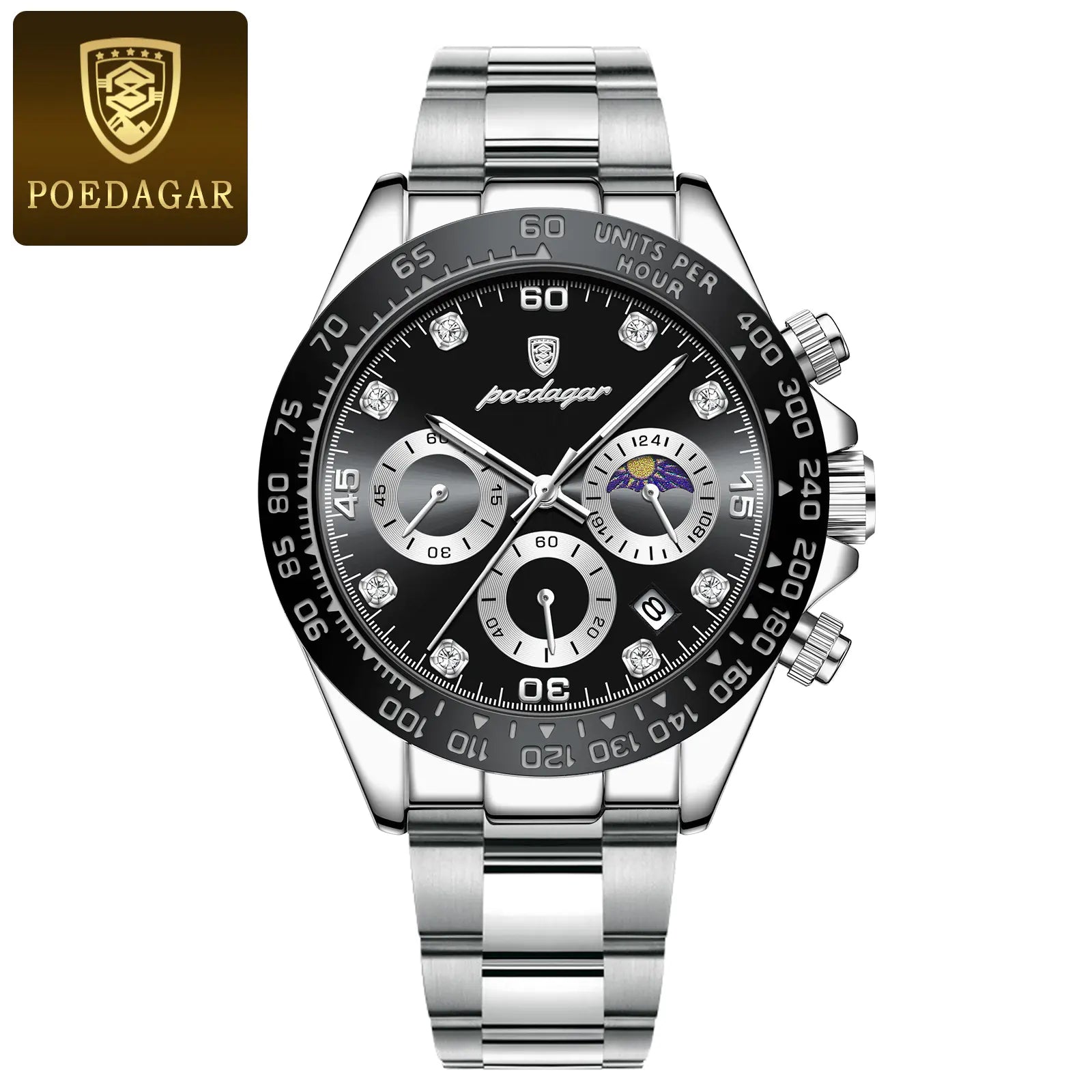 POEDAGAR Men's Multifunctional Quartz Watch